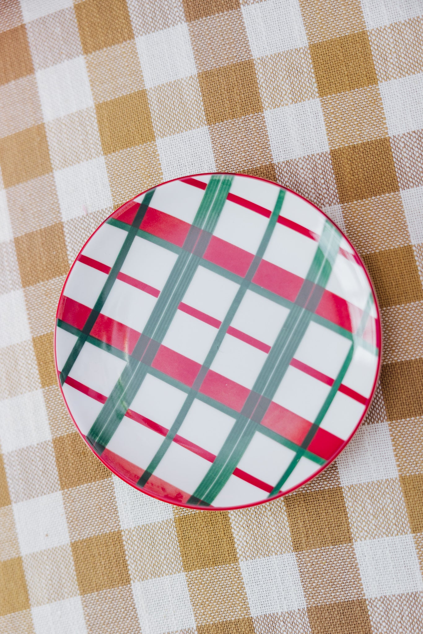 Holiday Plaid Appetizer Christmas Plate